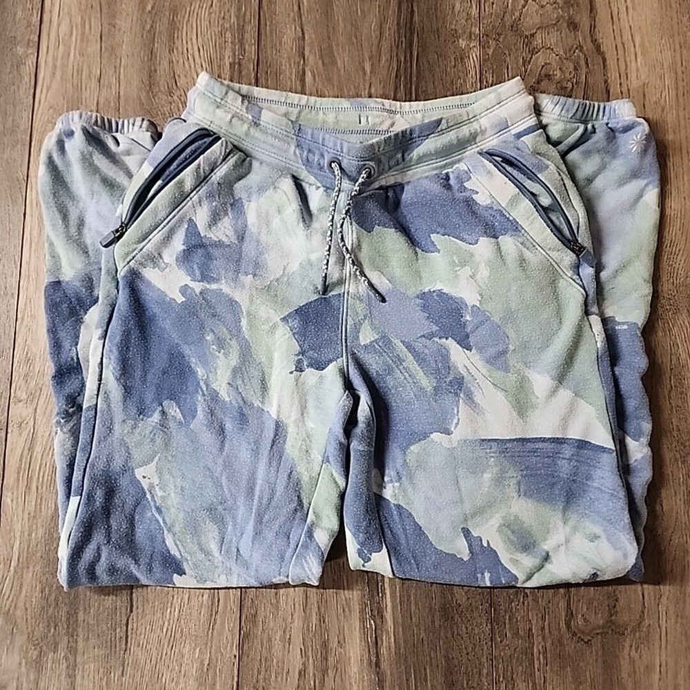 Athleta Warm-Up Pants Girl's Size M (8-10) Side Pocket Blue Green